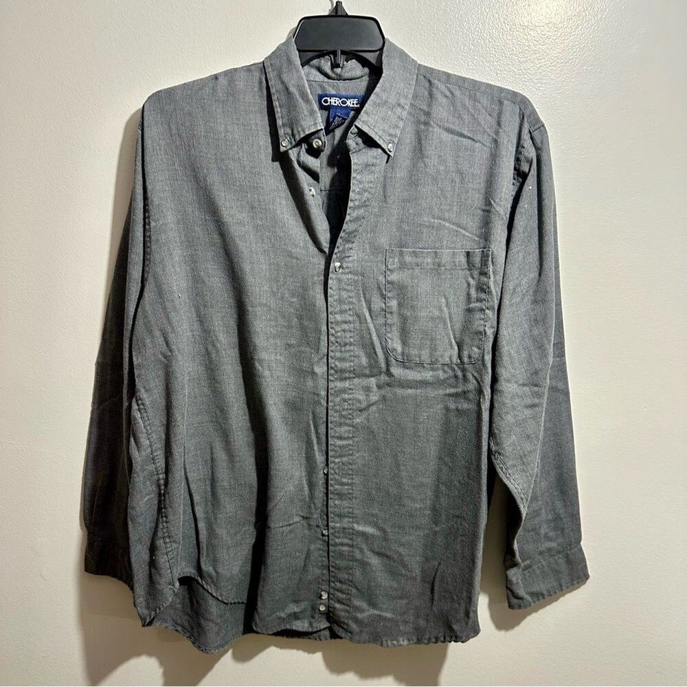 Cherokee Gray Casual Button Down Shirt Size L (275)